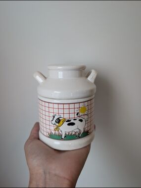 Vintage Cow Milk Jug – Ceramic Farmhouse Pitcher, 1980s Country Kitchen Decor